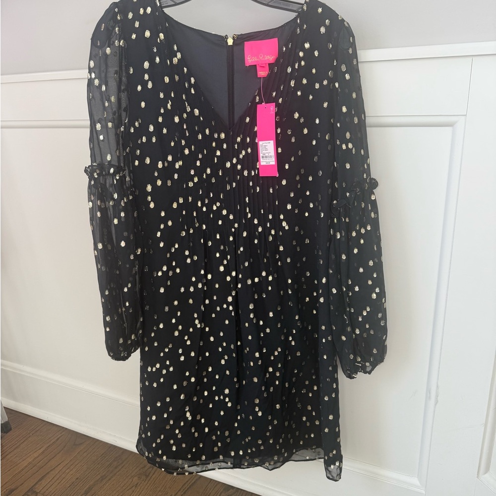 NWT Lilly Pulitzer Black and Gold dress, cocktail party perfect!!